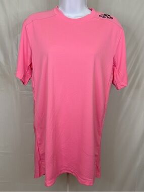 Adidas Pink HEAT.RDY Athletic Tee Small Black Logo Performance NWOT